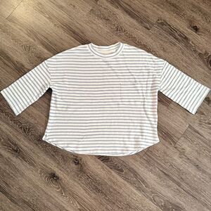 Poetry Striped Cotton Tee in Sky White New